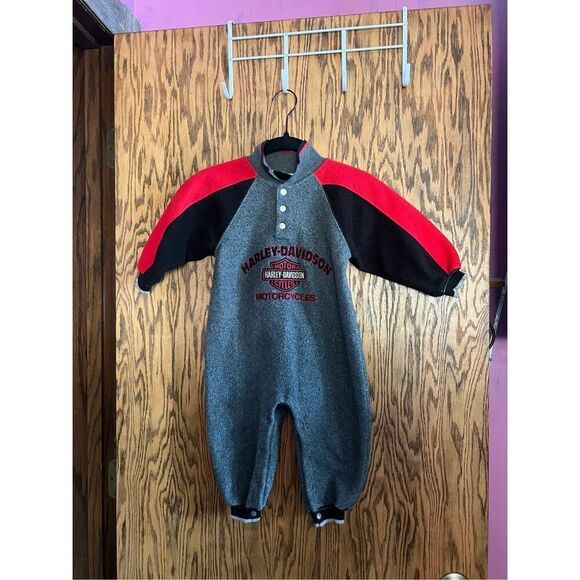 Harley Davidson Infant One-Piece Bodysuit Romper Size 24 Month Fleece - Picture 1 of 16